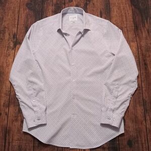 C-Lab 4 Way Stretch‎ Button Up Long Sleeve Shirt Men's Medium White/Blue